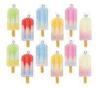 SUPVOX Pendant Charms and Stylish Appearance with Smooth 20pcs Resin Ice-cream Stick-shaped Random Color for Necklace, Bracelet, Earring Making Accessories