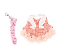 SUPVOX Pet Rabbit Clothes with Orange Cotton Harness and Leash for Small Bunnies Skin Friendly Comfortable Outdoor Bunny Walking Accessory Handmade Rabbit Harness for Safe Movement