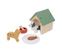 SUPVOX Pet Simulation Feeding Set Furniture Miniature Dog Figurines Wood Dog House Model Dollhouse Doll House Decoration Wooden Decoration Kennel