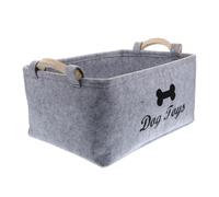 SUPVOX Pet Storage Bin with Wooden Handle, Felt Material Organizer Basket for Easy Transport and Storage of Dog and Cat, Suitable for Home Use