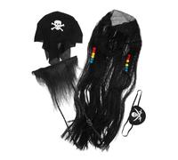 SUPVOX Pirate Cosplay with Braided Wig Beard and Non Woven Eye Patch Comfortable Soft Material Costume Accessory for Halloween Parties and Pirate Fans
