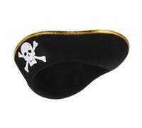 SUPVOX Pirate Tricorn Hat with Gold Trim Lightweight Felt Cosplay Accessory for Halloween Party Favor and Caribbean Theme Dress-up Decor
