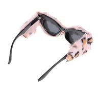 SUPVOX Plush Cat Eye Sunglasses for Women Leopard Print Soft Velvet Funny Eyewear Party Masquerade Shades Retro Style for Photoshoot and Halloween