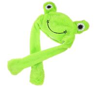SUPVOX Plush Frog Hat with Moving Ears for Performance, Cartoon Frog Headdress Costume Accessory for Birthday Party and Cosplay