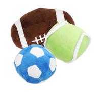 SUPVOX Plush Sport Ball for Dogs and Cats Soft Chew with Textured Surface for Teeth Cleaning Includes Mini Soccer Tennis Football Indoor Activity for Puppy Play and Oral Health