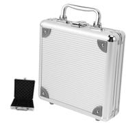 SUPVOX Poker Chip Case Alloy Carrying Box with Lock Large Capacity Metal Storage Case for Travel and Games Poker Cards Holder with Handle 100pcs Silver Set