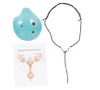 SUPVOX Portable Ceramic 6-hole Alto Ocarina Set for Beginner Green Crack Finish Hanging Rope and Instruction Book for Practice