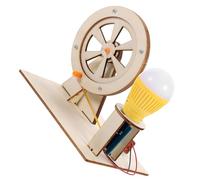 SUPVOX Portable DIY Hand Cranking Generator Kit for Educational Science Experiment Wooden Assembly Model Fun Learning Activity for Boys Random Color