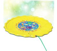SUPVOX Portable Inflatable Lawn Water Spray Play Mat for Family Yellow PVC Outdoor Splash Pad with Ocean Characters Non-toxic Garden and Beach for Over Months