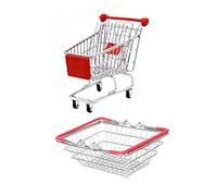 SUPVOX Pretend Play Shopping Basket and Cart Creative Iron Snack and Fries Food Basket for Role Play Imaginative Grocery for Boys and Multi Purpose Supermarket Game Accessory