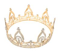SUPVOX Princess Bride Crown Elegant round Headpiece Sparkling Rhinestones for Women Wedding Day Birthday Party
