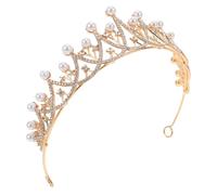 SUPVOX Princess Tiara Bridal Headband Crown, Baroque Vintage Alloy with Pearls and Crystal Accents, Golden, for Bride Women, Wedding and Special Birthday Parties