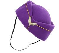 SUPVOX Purple Stewardess Cosplay Hat Air Hostess Uniform Pillbox Cap for Women Airline Attendant Costume Accessory for Performance and Theme Parties