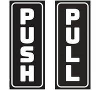SUPVOX Push Pull Door Stickers 4x13cm Black, Removable Self-adhesive Creative Door Signs for Home and Store Entrance, 2pcs Set