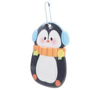 SUPVOX PVC Cartoon Penguin Card Holder with Keychain Black Animal Photo Card Sleeve for Pop Music Photocard Student Id and Game Cute Portable Holder for Men and Women