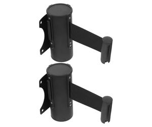 SUPVOX Queue for Meter Base Steel Stainless Polyester 2 Belt and 2pcs Wall-mounted Retractable Divider, Featuring Hazard Warning Tape Public Areas and Emergency Scenarios