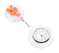 SUPVOX Rabbit Designed Orange Silicone Nurse Pocket Watch with Clip Cute Cartoon Chest Watch for Staff for Nurses and Healthcare Professionals