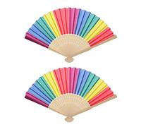 2pcs Bambbo Rainbow Folding Fans Handheld Fans Rainbow Themed Party Favor Rainbow Gay Pride LGBT Fans 21cm
