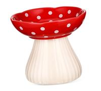 SUPVOX Raised Ceramic Cat Feeder Wide Whisker-friendly Elevated Bowl for Indoor Cats Mushroom-shaped with Stable Base and Easy Maintenance