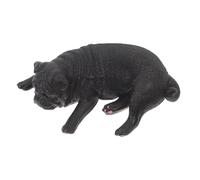 SUPVOX Realistic Black Pug Dog Figurine, Small Plastic Desktop Dog Model for, Animal Cognition Educational Ornament,