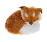 SUPVOX Realistic Faux Fox Plush Figurine Soft Stuffed Animal for Home Office Car Decor Cute Ornament with Natural Brown Fur Safe Wildlife Model Animal Lovers