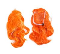SUPVOX Realistic Long Curly Orange Pet Wig Comfortable Hair Accessory for Dogs Cats for Halloween Costume and Special Occasions