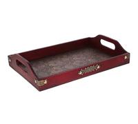 SUPVOX Rectangular Antique Wooden Serving Tray with Lotus Design, Multi-Functional Fruit Snack and Tea Serving Plate for Home and Restaurant Use