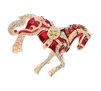 SUPVOX Red Rhinestone Horse Enamel Brooch Pin with Chinese New Year Spring Festival Scarf Pin for Women’s Jackets Bags Birthday Year of The Horse Jewelry