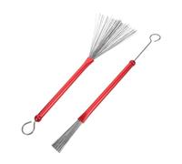 SUPVOX Red Steel Wire Drum Brushes for Snare and Jazz Drums Metal Wire Percussion Sticks with Stylish Handles for Musicians Bands and Live Performances