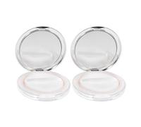 SUPVOX Refillable Powder Box 2 Sets Silver Flip-type Compact Storage with Elastic Mesh and Puff for On-the-go and Everyday Cosmetic Use