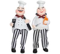 SUPVOX Resin Chef Figurine with Dangling Legs: Creative Kitchen Decorations for Shelf and Countertop, Lightweight Cute Cartoon Chef Ornaments for Home and Office Decor Set of 2