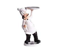 SUPVOX Resin Chef Figurine with Tray - Decorative Kitchen Ornament for Home Bakery Hotel - Realistic Cook Sculpture for Table or Shelf - 8.58 X 5.12 X 2.76 Inch