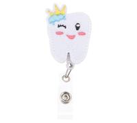SUPVOX Retractable Felt Badge Reel Cartoon Big Tooth Id Badge Holder with Belt Clip for Nurses Students Dental Office Staff