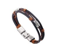 SUPVOX Retro Leather Bracelet for Men, Multi-layer Punk Style Wristband with Three Black and Brown Strings, Gift for Friends and Families on Special Days