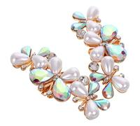 SUPVOX Rhinestone Shoe Decorations Clips for High Heels, White Crystal Bow Shoe Charms with Versatile Styles and Effortless Attachment, Bridal Wedding Accessories