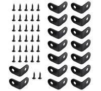 SUPVOX Right Angle Corner Brackets Angle Joint Braces, 32pcs Screws 16pcs Black Stainless Steel in 90° L-Shaped Thickened Lightweight and Sturdy for Furniture and Partition Use Study