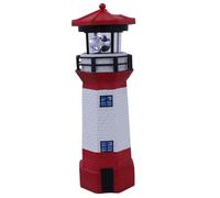 SUPVOX Rotating Solar Powered Lighthouse Statue LED Garden Ornament Outdoor Decor Weatherproof for Patio Path Balcony Nautical Theme