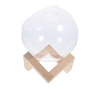 SUPVOX Round Glass Terrarium Container with Wooden Stand for Succulent Propagation and Hydroponic Plants Transparent Plant Vase for Garden Patio Home Decor Photo Props