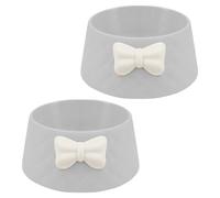 SUPVOX round Plastic Pet Feeding Bowls for Home Use Creative and Beautiful Design 2Pcs with Bow-Knot Decor, Easy to Clean and Convenient to Carry for Cat and Dog