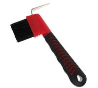 SUPVOX Rubber Grip Hoof Pick with Brush for Horse Grooming Durable Non Rust Hoof Care Tool Comfortable Handle Essential Random Color Random Color