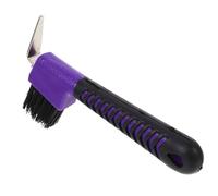 SUPVOX Rubber Grip Hoof Pick with Brush Rust Resistant Horse Grooming Tool for Equine Hoof Cleaning and Dirt Removal Comfortable Soft Grip Handle Random Color Random Color