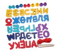 SUPVOX Russian Alphabet Wooden Block Puzzle Educational for Interactive Learning Plaything for Preschoolers Enhances Fine Motor Skills Color Recognition and Spatial Awareness