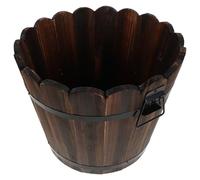 SUPVOX Rustic Wooden Barrel Planter Pot for Indoor Outdoor Use Lightweight Solid Wood Flower Bucket Container Easy Maintenance Gardening Accessory for Flowers and Vegetables