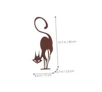 SUPVOX Rusty Metal Cat Statue Small Garden Ornament Iron Cat Figurine Fence Topper for Lawn Backyard Decor Vintage Outdoor Animal Sculpture