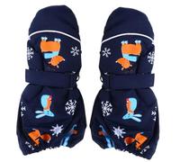 SUPVOX ’S Waterproof Thickened Ski Gloves Winter Warm Cartoon Deer Rabbit Print Mittens Navy Blue One Size for Outdoor Snow Sports