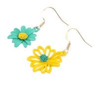 SUPVOX S925 Silver Needle Sunflower Drop Earrings, Color Block Small Daisy Studs for Women, Unique Floral Ear Accessories for Newly Pierced Ears and Daily Wear