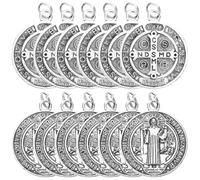 SUPVOX Saint Benedict Medal Charms 12pcs Vintage Design Pendants for DIY Jewelry Making with Rosary Beads for Necklace and Keychain Accessories Random Style