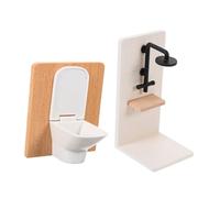 SUPVOX Scale Dollhouse Mini Bathroom Realistic Tiny Toilet Shower Furniture Fade-resistant Finish Safe Lightweight Wood Plastic Compatible with Various Dollhouses for Imaginative Play