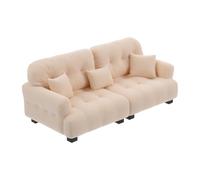 SUPVOX Scale Small Doll Couch for Living Decor Cream Plush Mini Furniture for Dollhouse Accessories and Roleplay Fun