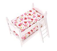 SUPVOX Scale Wooden Bed with Bedding Mini Furniture for Room Decoration Creative Doll Accessories Playset